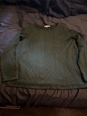 Grace & Lace Forest Green Cable Crewneck Sweater